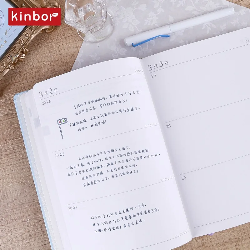Kinbor A5 Self-fill 3/5 Years Diary Notebook Undated Journal Vintage Illustrated Hardcover Planner Time Management Handbook