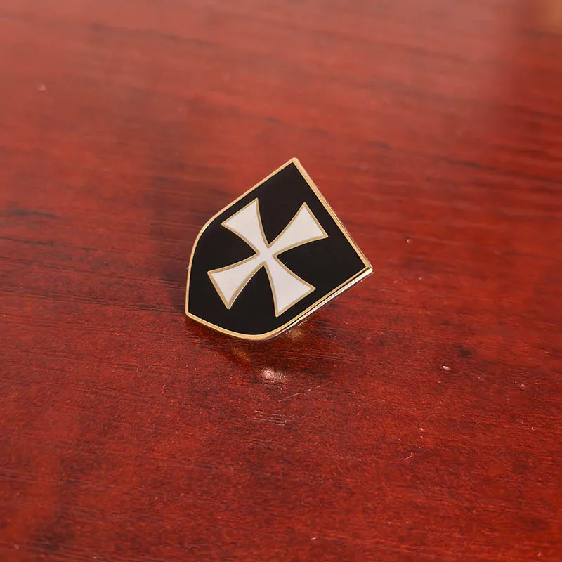 

50pcs Masonic Lapel Pin White Cross Black Shield Pins and Badge Freemason Christian Army Crusader Knight Templar Freemasonry