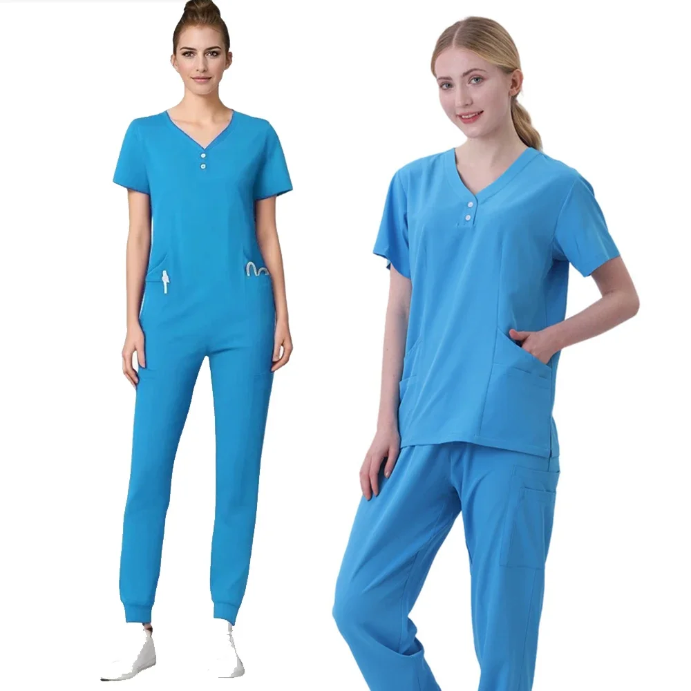 Medische Verpleegkundige Schoonheidssalon Werkkleding Klinische Scrubs Top Broek Spa Arts Verpleegkundige Tuniek Pak Chirurgische Uniformen Vrouw Scrub Set