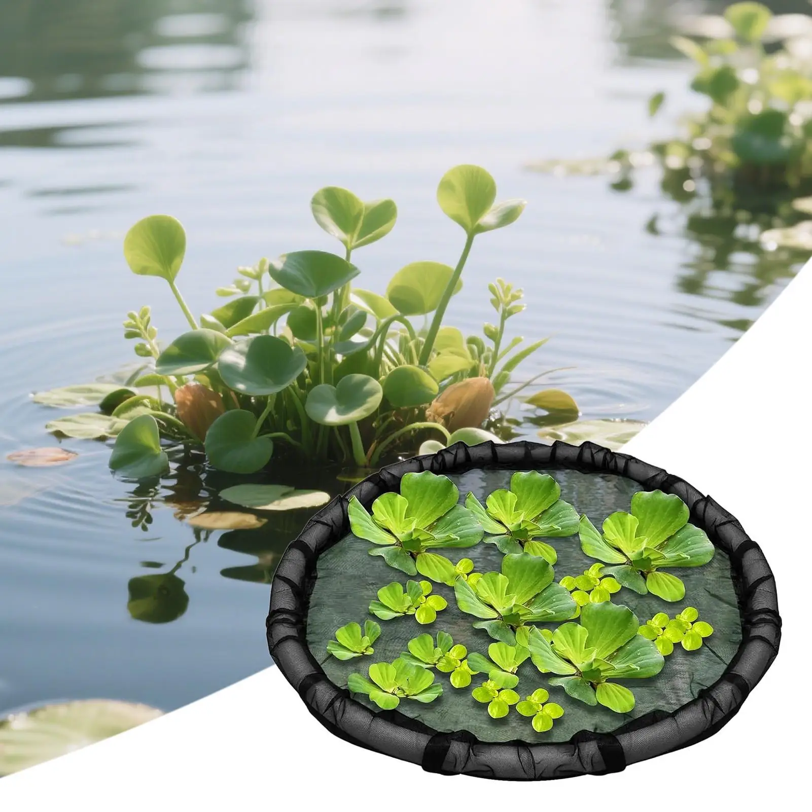 Floating Island Plant Protector Floating Flora Fish Barrier 17.7inch Netting Planter Water Features Decor Fine Mesh for Garden