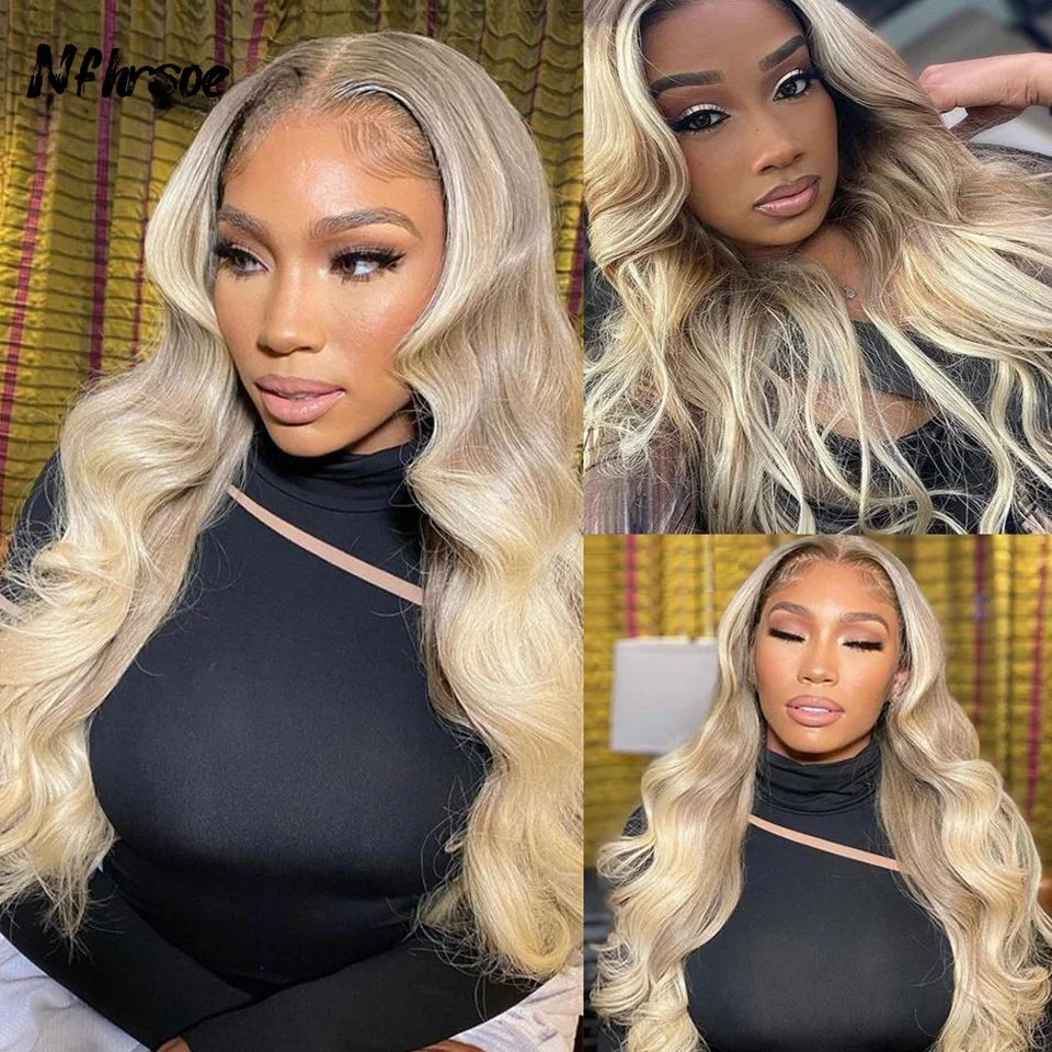 

Honey Blonde Lace Front Wig Human Hair HD Transparent 613 Colored Lace Frontal Wig For Women Highlight Human Hair Wigs