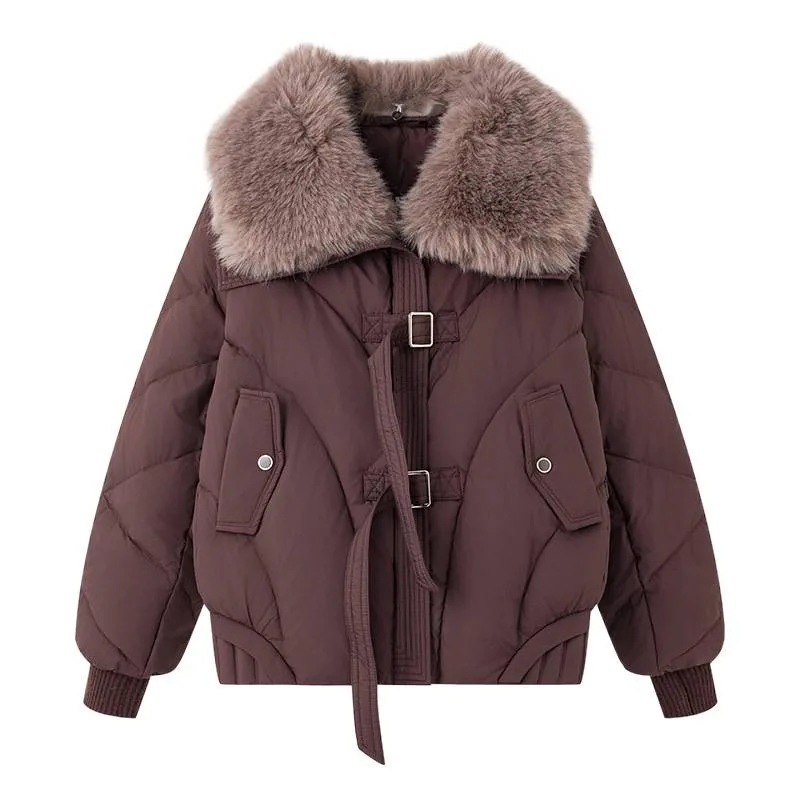 ファー襟付き 大きいサイズ レディース ゆったり 通勤スタイル 冬 エレガント 細見え 厚手 ショート丈 中綿ジャケット コート 取り外し可能