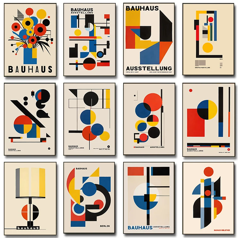 Modernes Minimalistisches Bauhaus Geometrische Linien Poster Abstrakte Blumenstrauß-Drucke Leinwandgemälde Wandkunst Bild Wohnzimmer Heim-Dekoration
