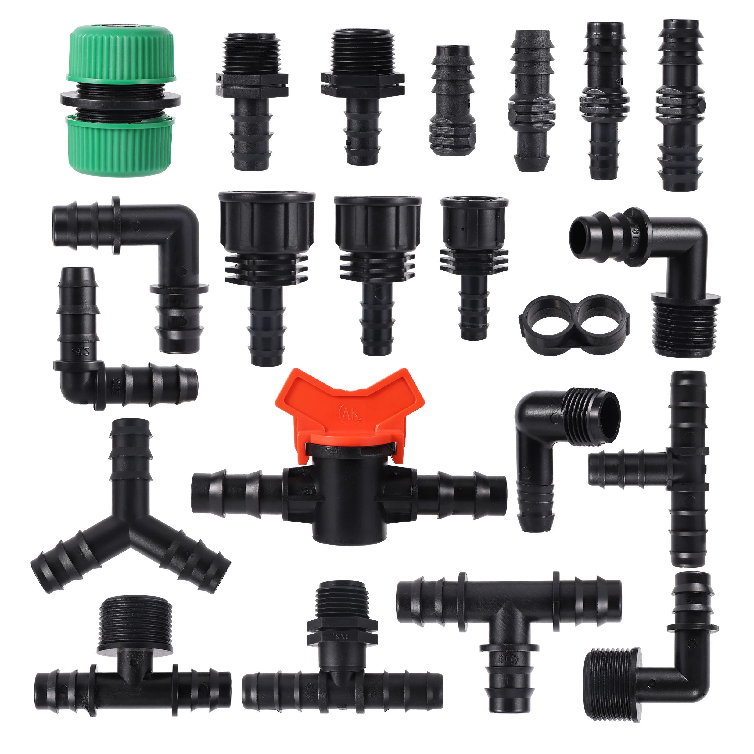 Dn16 Drip Barb Tee Connector Straight Through Elbow Garden Water Drip Irrigation Pipe Fittings Water Pipe Adapter Coupler 5pcs
