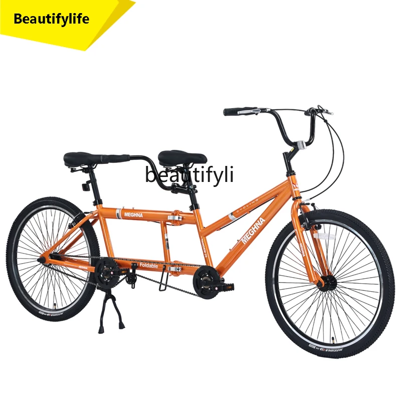 

New 26-Inch Double Three-Person Folding Bicycle Road Sports Adult Two-Person Cycling Scenic Spot