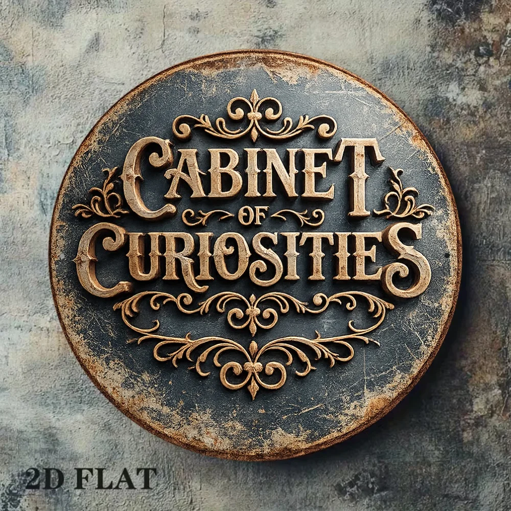 2D Flat Round Sign, Vintage Plaque for 