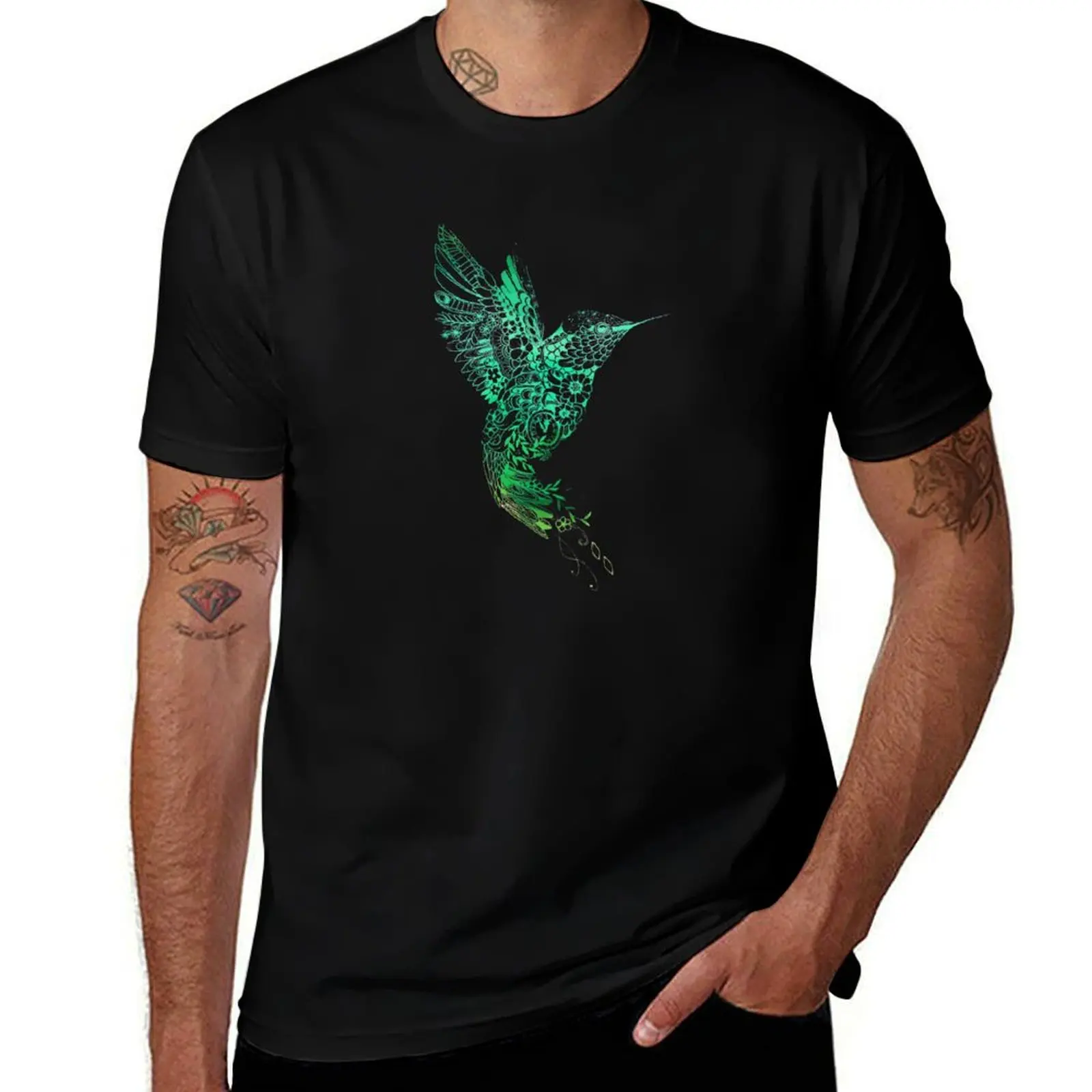 

green bird T-Shirt cotton t shirt man anime tshirt T-Shirt