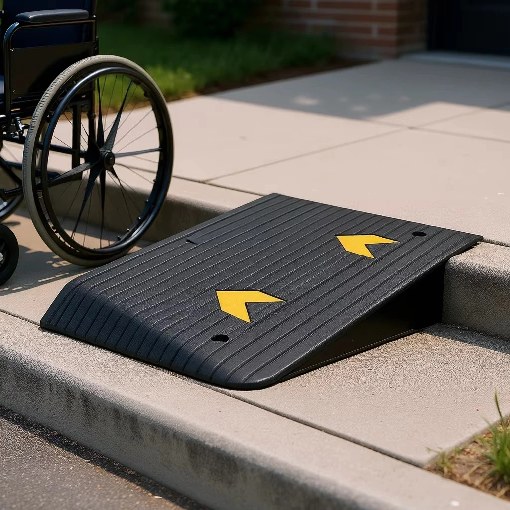 3.5-Inch Rising Door Ramp Natural Rubber Non-Slip Wheelchair Scooter Ramp 33,069 Pounds Carrying Capacity