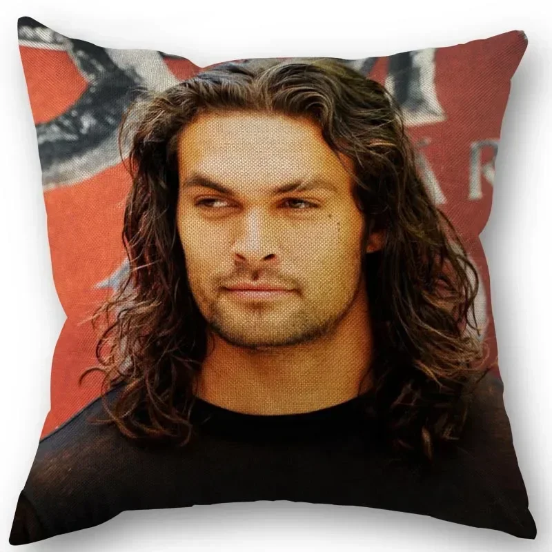 45X45cm Pillow Cover Jason momoa Square Zipper Cotton Linen Pillow Cases Bedroom Home Wedding Decorative Pillowcase 1213