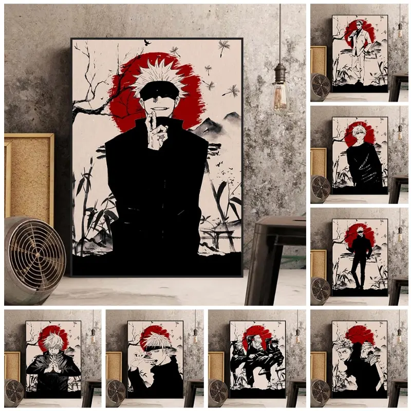 Toile d'art mural moderne de dessin animé japonais Jujutsu Kaisen Gojo Satoru, affiche pour décor de chambre d'enfants, peintures murales élégantes pour la maison, douleur décorative