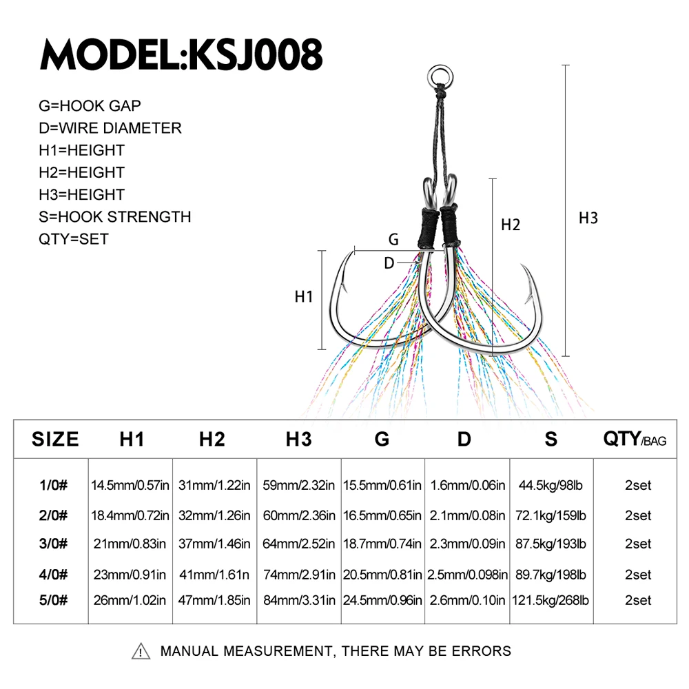 Assist hooks Proberos – Anzuelos dobles acero carbono para jigging vertical