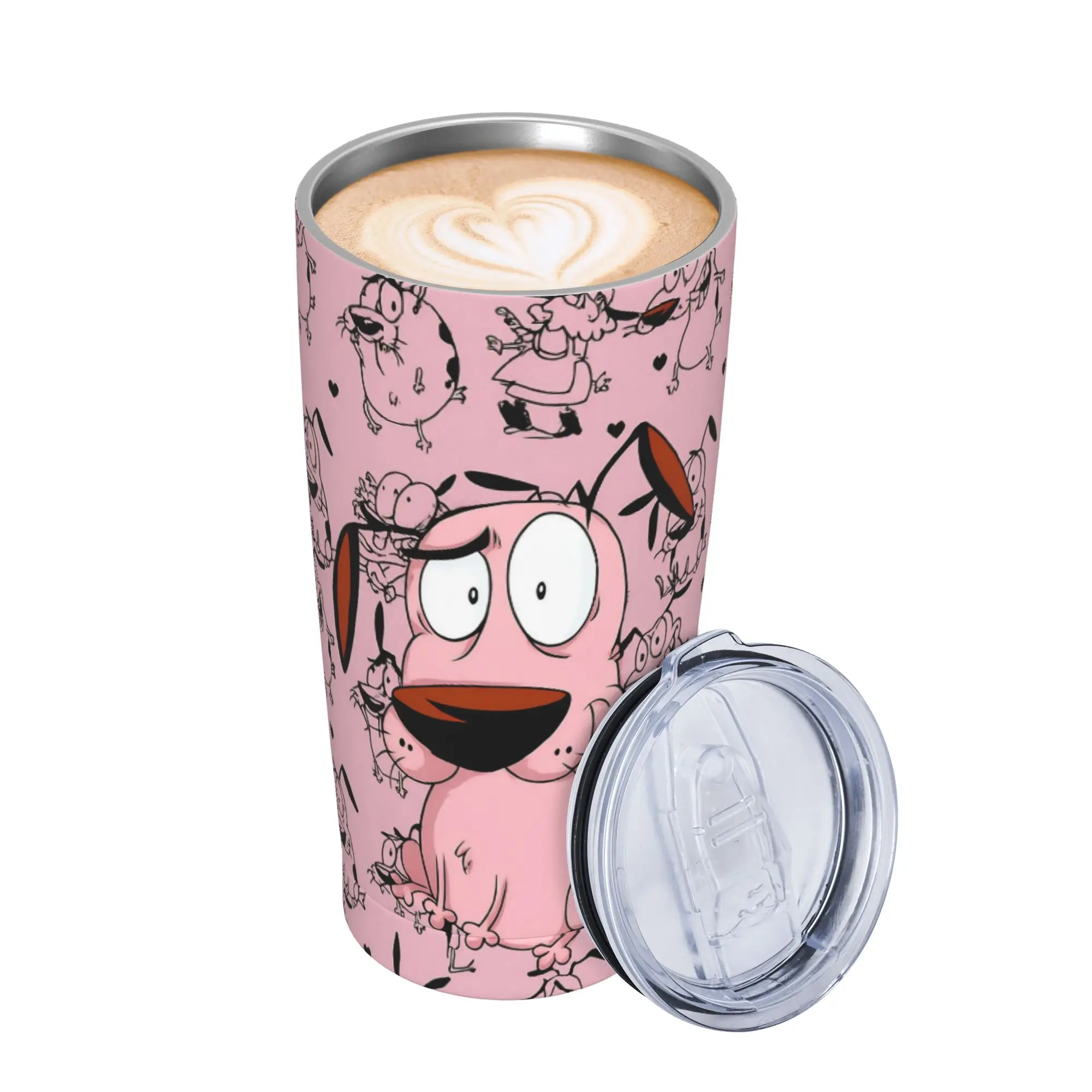 Courage the Cowardly Dog-D Tumbler Vacuum Insulated  Coffee Cups with Lid Straw Office Home Mugs Hot Cold Drink 20oz