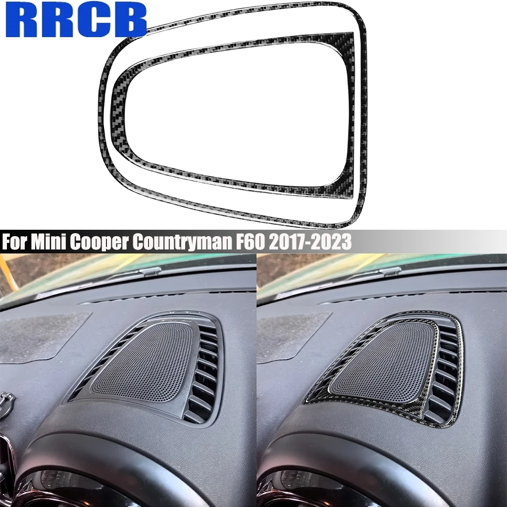

For Mini Cooper Countryman F60 2017-2023 Carbon Fiber Dashboard Speaker Horn Interior Car Accessories Cover Sticker Auto Trim
