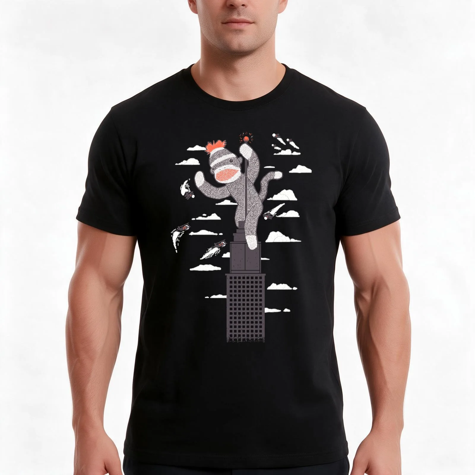 Sock Monkey Just Wants a Friend T-Shirt, Summer Casual Cotton Tee, Oversized Streetwear Tops, Vintage Graphic Print, 100% Cotton