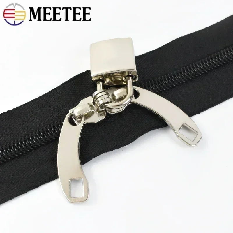 2-10Pairs Zipper Sliders with Lock Hole for Nylon Zips Suitcase Backpack Zip Puller Closure Repair Kits DIY Sewing Accessories