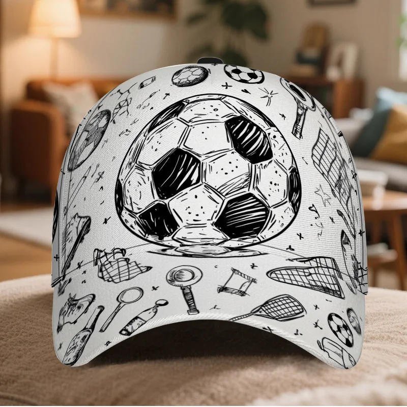 1pc Sports Equipment Doodles Print Classic Baseball Cap Great for Urban Casual Scenes Daily Street Styling Fashionable