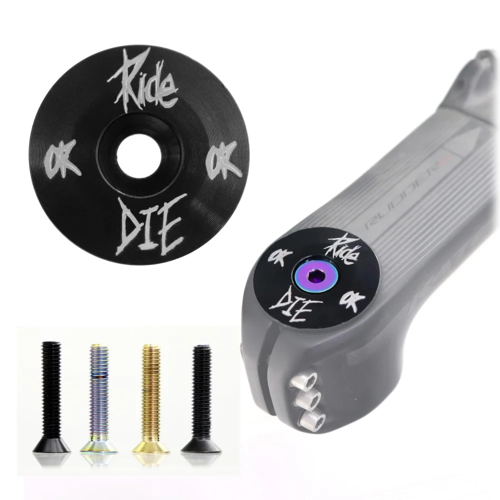 Ride or Die Bicycle Headset Top Cap W/ M6*30mm Titanium Screw for 1-1/8