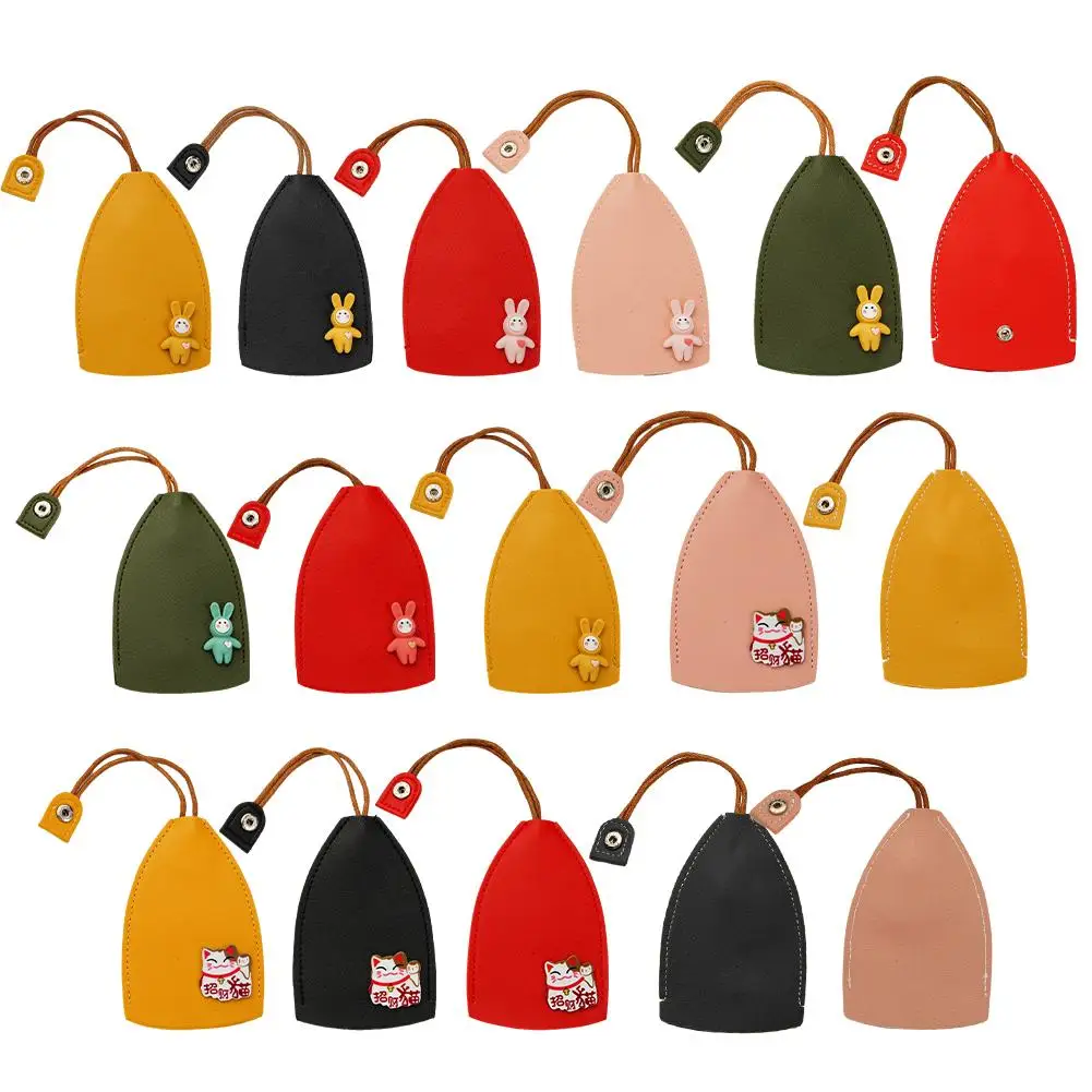 PU Leather Pull Out Key Case Rabbit Cat Cute Pull Type Key Wallets Housekeepers Car Key Holder Bag Case Leather Keychain Pouch