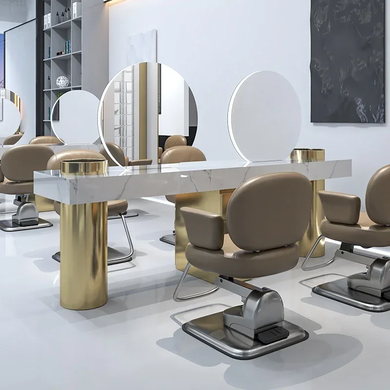 X188Shopwith Легкий туалетный столик из нержавеющей стали Зеркало для горячего окрашивания Парикмахерская Салон для стрижки волос Парикмахерская Туалетная T