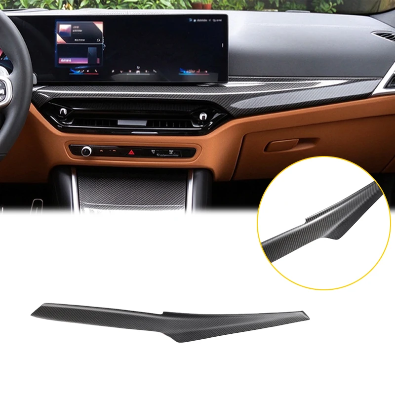 Real Carbon Fiber Dash Board Decor Cover Instrument Panel Trim Interior Car Accessories For BMW 3 4 Series G20 G22 2023-2024 LHD