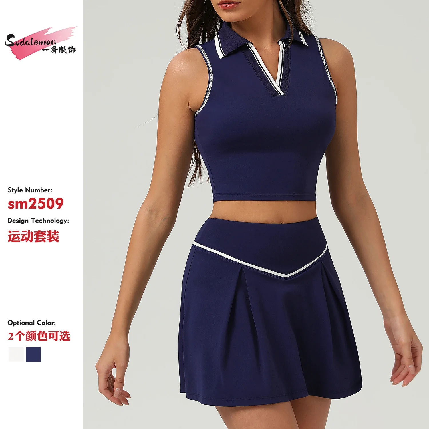 Summer Women's Golf Wear Tennis Clothes Top Pleated Skirt 2 Piece Set Badminton Suit Badminton Suit Workout Sportswear White