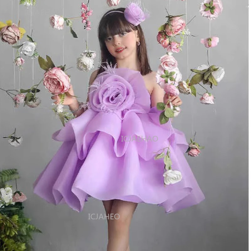 

Праздничное платье для девочек, лавандовое, для конкурсов красоты, официальных мероприятий, свадеб, нарядное платье принцессы для малышей на день рождения