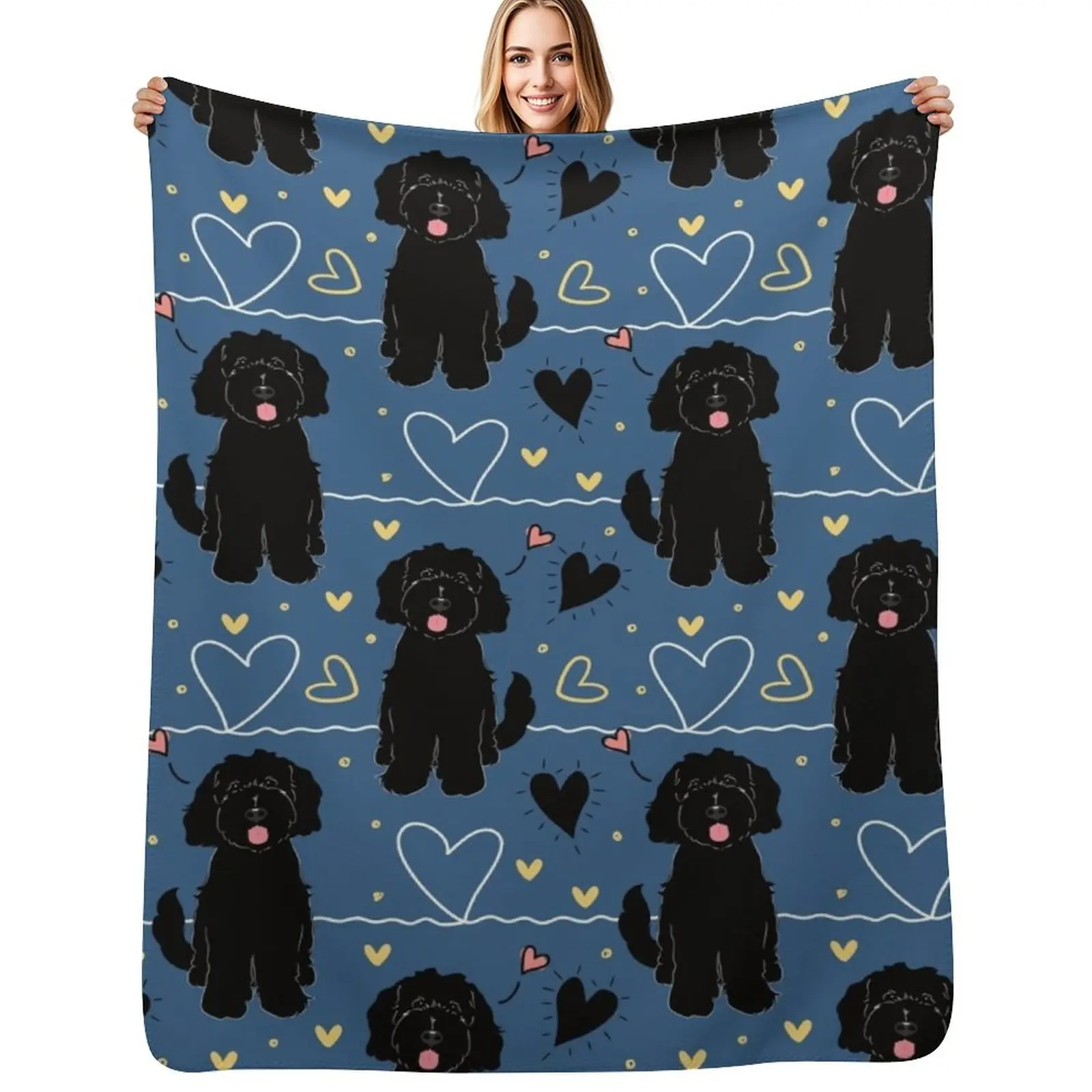 LOVE Black Goldendoodle Dog Throw Blanket Ultra Plush Cozy Blanket for Napping Sleeping