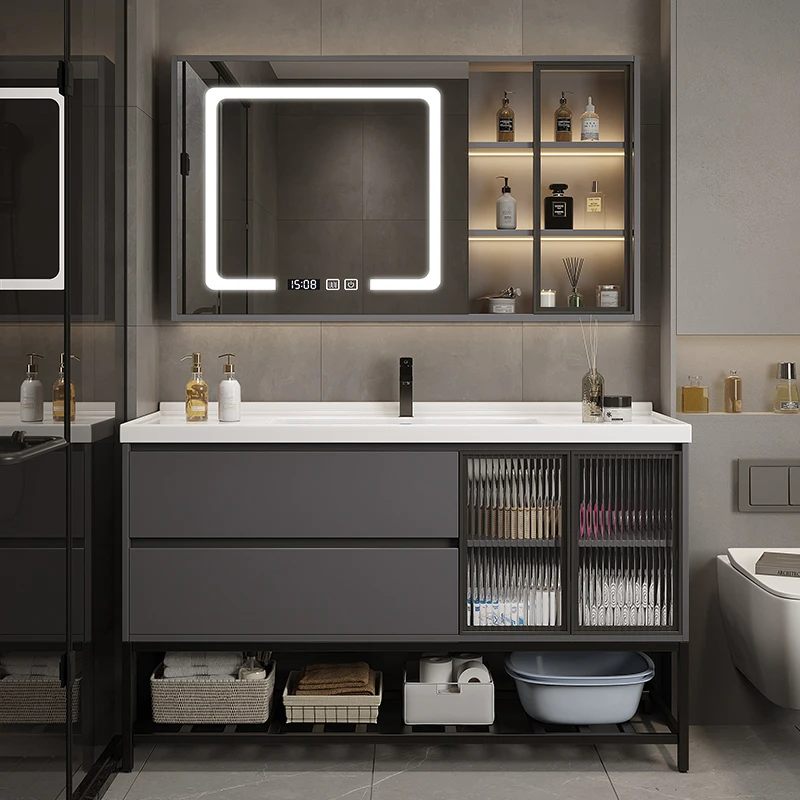

Modern simple bathroom cabinet combination smart bathroom ceramic integrated washstand face washbasin set