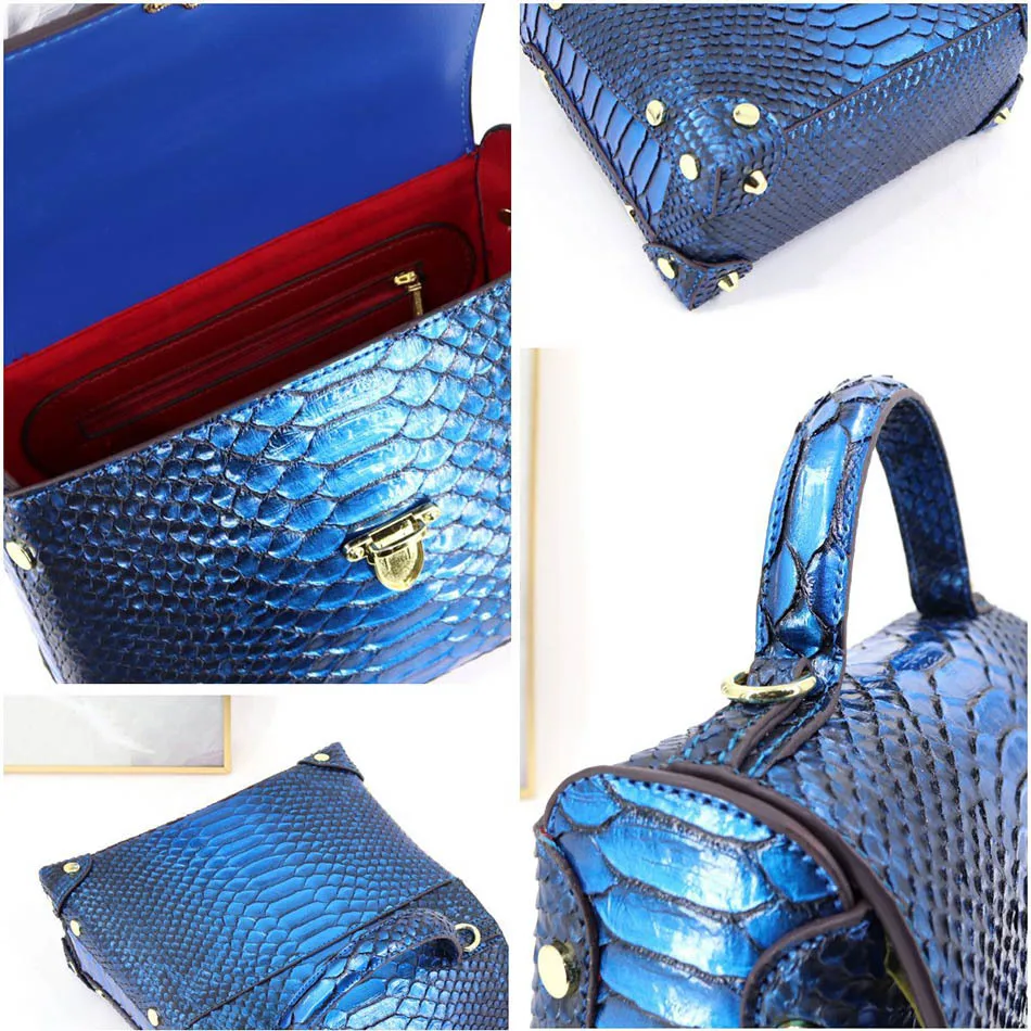 2024 New Trendy Women\'s Handbags Microfiber Python Print Shoulder Bag Designer Luxury Bag Top Hand Bag Rivet Lock Crossbody Bags