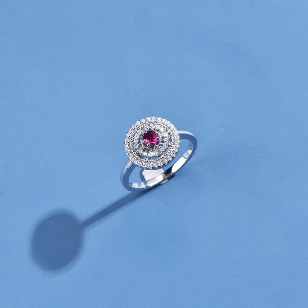 Vinregem White Gold Plated Round Sapphire Gemstone Ring For Women Anniversary Gift 925 Sterling Silver Fine Jewelry Dropshipping