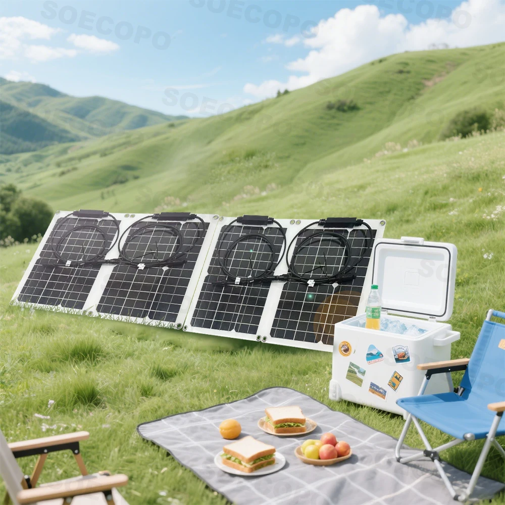 SOECOPO 2400W Camping Solar Panel Kit - 4*600W Solar Panels, Free 100A Controller USB 5V for Camping Equipment Photovoltaic Home