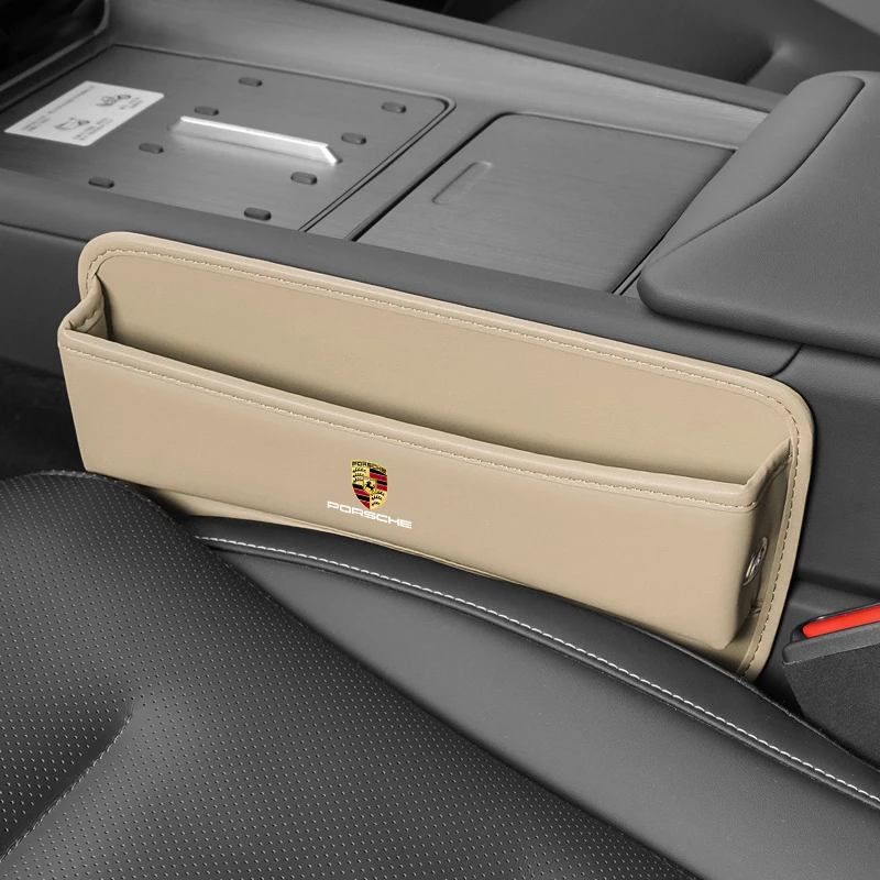 PU Leather Car Seat Gap Organizer Storage Box For Porsche Cayenne Panamera Macan 911 718 Taycan Cayman Interior Auto Accessories