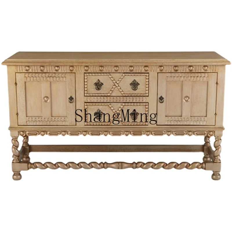 FG rural solid wood carving flower entrance cabinet modern simple old foyer decoration side cabinet