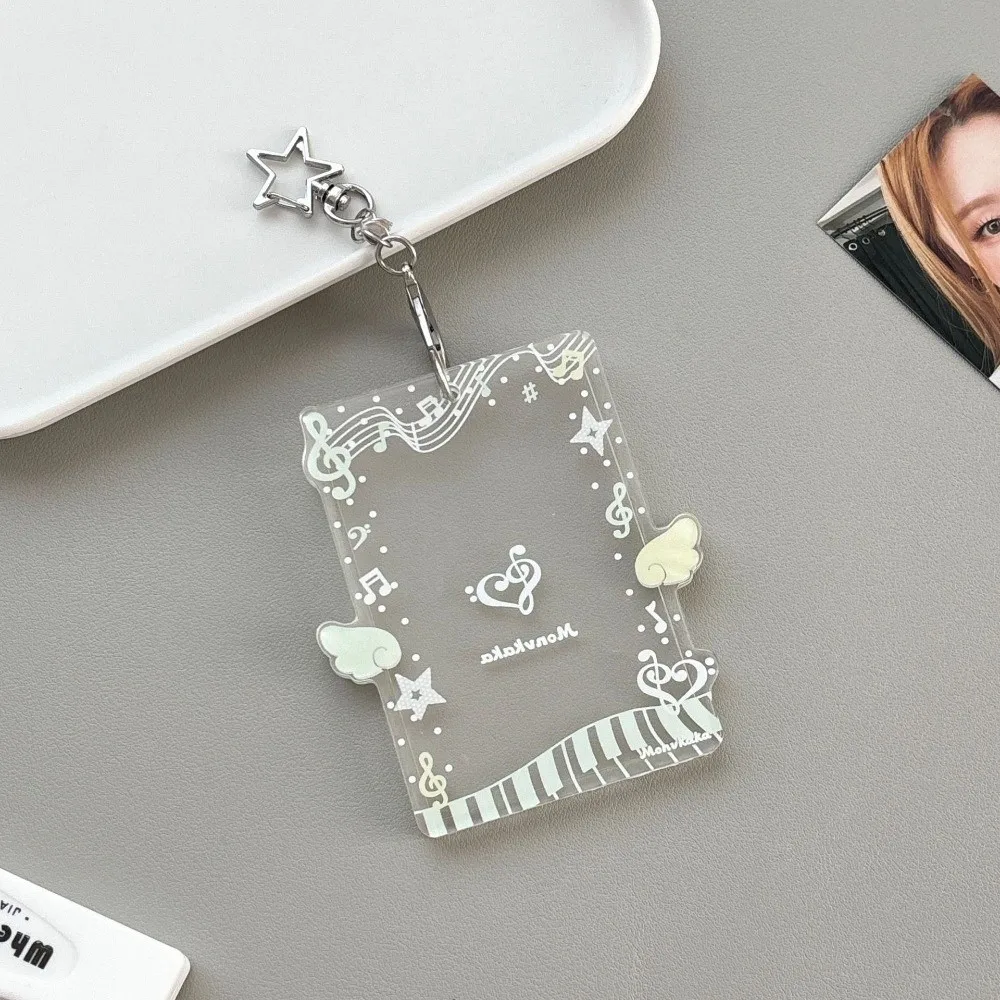 Kawaii Acrylic Photocard Holder Transparent Pendant Photo Card Protector Music Portable Card Sleeve For Kpop Fans