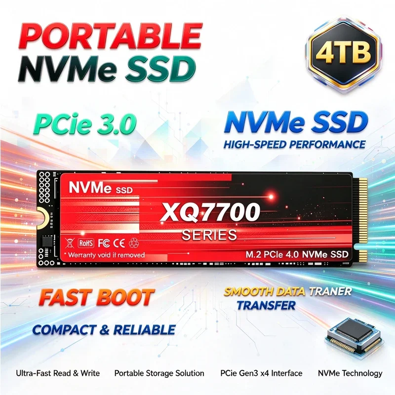 XQ7700 Original PCIe4.0 M.2 NVMe SSD 1TB 2TB 4TB PS5 Gaming SSD Internal Solid State Drive M2 2280 SSD for Content Creators