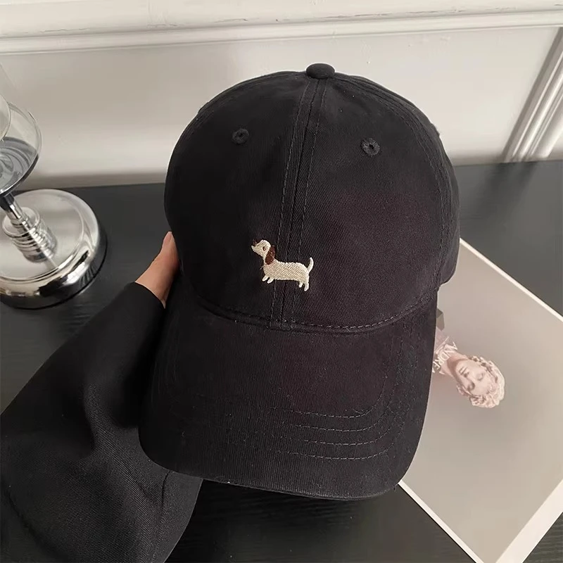 Fashion Dachshund Embroidery Cotton Baseball Hat Sunscreen Outdoors Caps Unisex Student Daily Leisure Matching Korean Style 2026