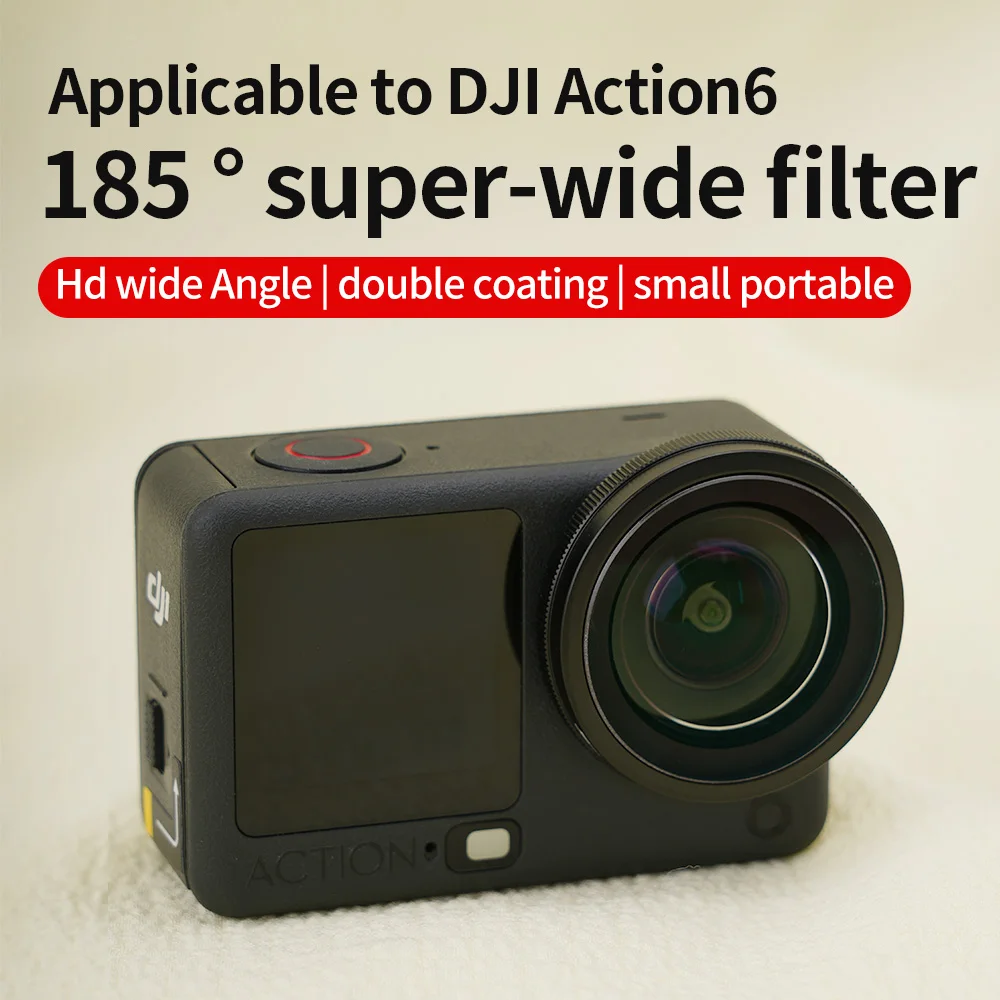 For DJI Action6 Ultra Wide Angle Filter 185 ° Augmented HD Optical Waterproof Sports Camera Accessories