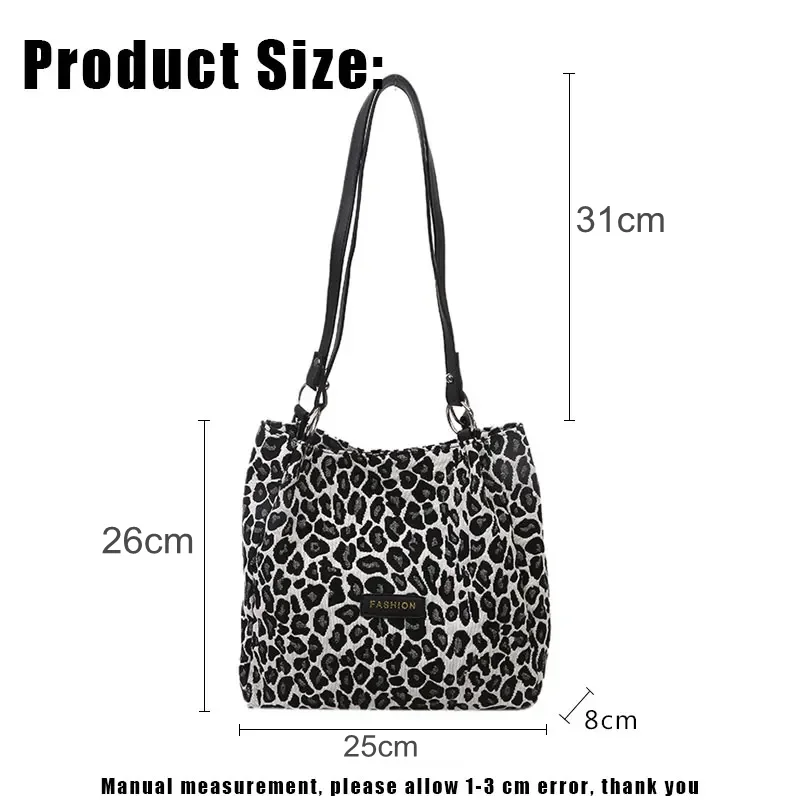 Youda Fashion Women Leopard Shoulder Bag Reusable New Shopping Bags Underarm Pack Casual Tote Female Handbag Student Schoolbag