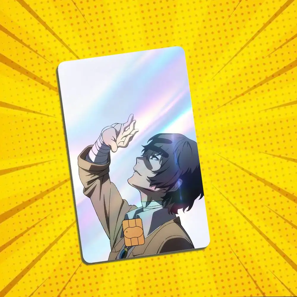 Soukoku Osamu Dazai SKK Chuuya Laser shimmer Credit Card Skin Party Stickers For Visa Bank Card Bus Metro Access Card Decal Gift