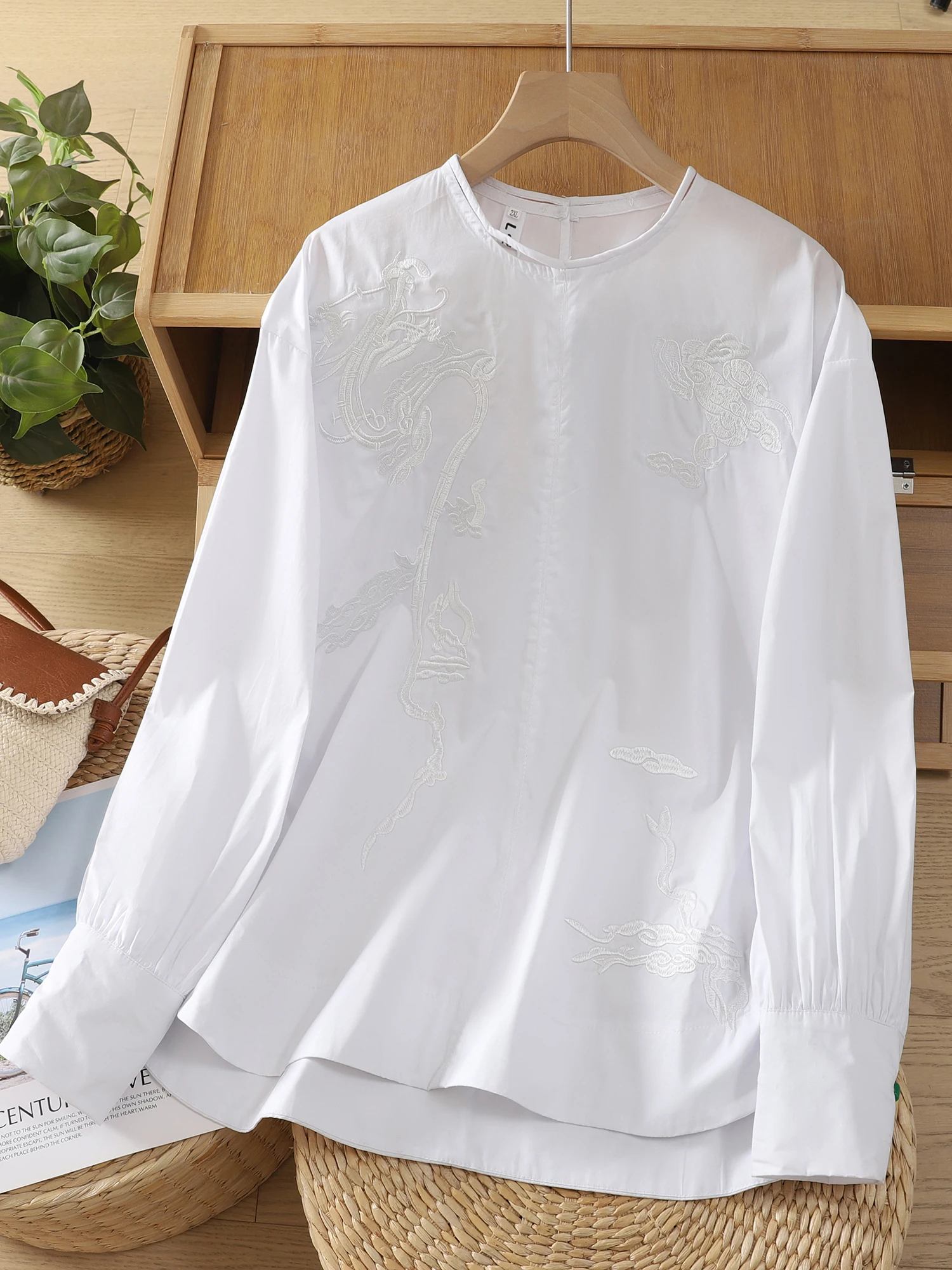 

Высококачественный японский Sle Long Sve круглый Ne с вышивкой, женский универсальный модный свободный крой для поездок на работу, осень