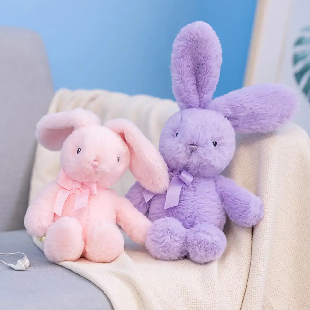 25cm Cute Rabbit Plush Toy with Bow Tie Long Ear Soft Stuffed Bunny Doll Sleeping Toy Girl Kids Baby Plush Animal Birthday Gifts