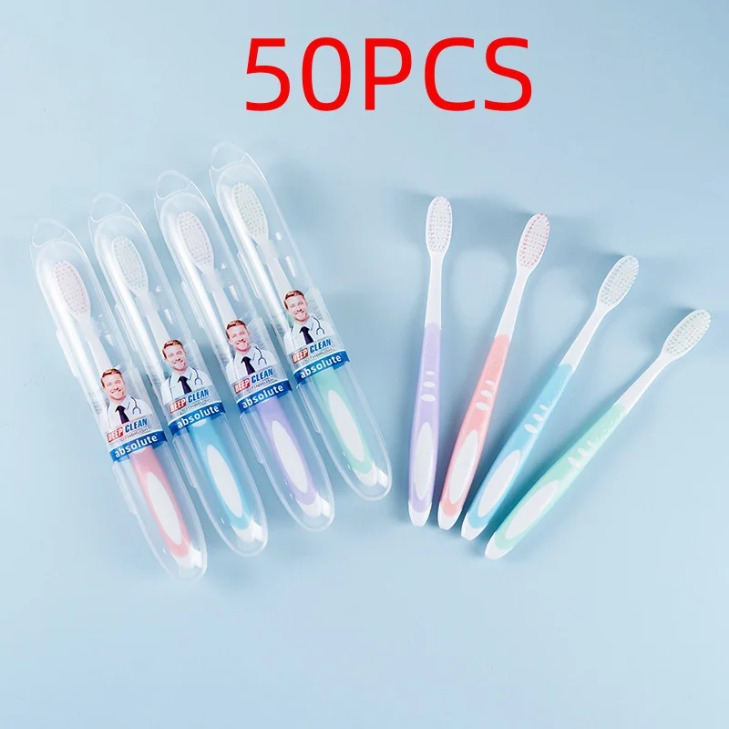 50Pcs Travel Toothbrush Set Ultra Soft Bristles for Adults,Teeth Cleaning Tool Portable Manual Toothbrush with Individual Travel