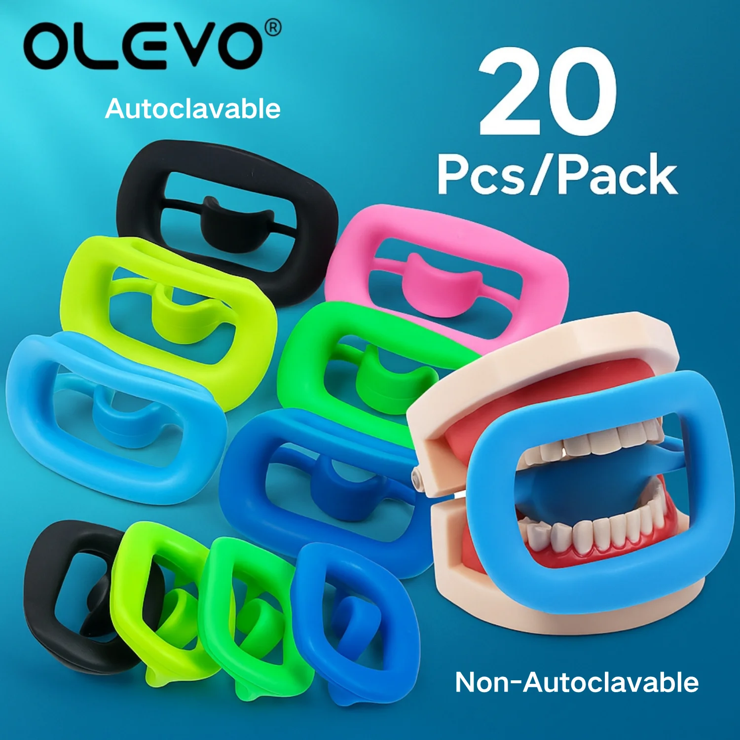 Abridor de boca Dental de 20 piezas, Retractor de mejillas de ortodoncia de silicona suave, abridor de boca 3d de alta temperatura, consumible para dentista