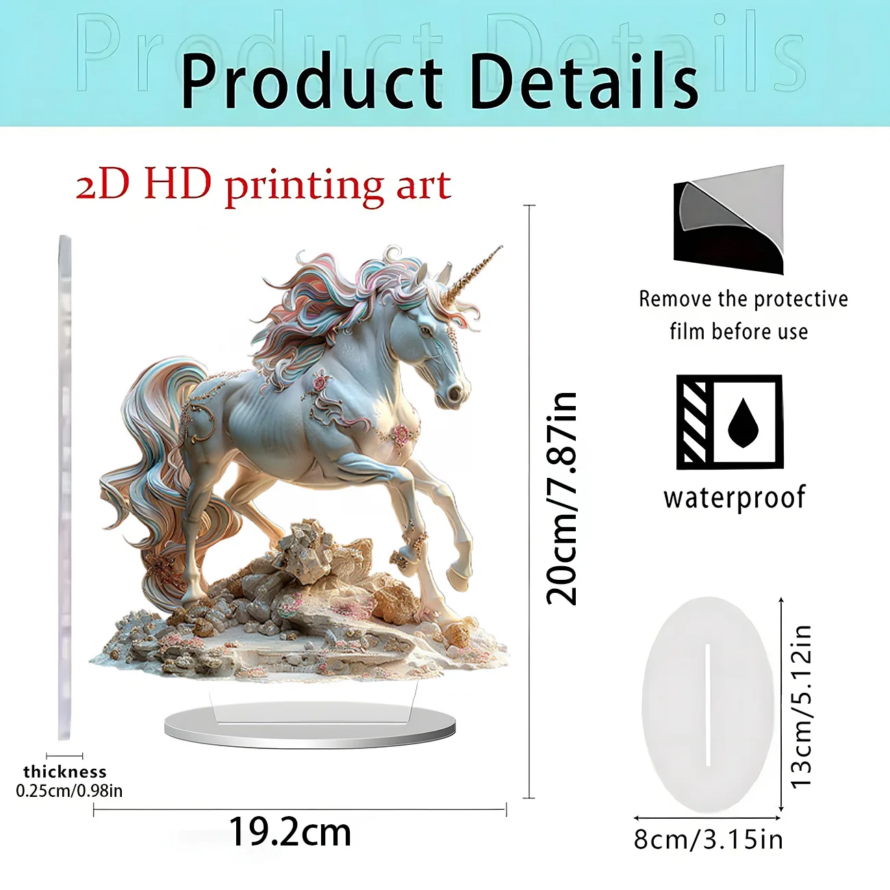 Christmas Unicorn Reindeer Sleigh Santa Figurine 2D Acrylic Christmas Santa Claus on Sleigh Decoration Holiday 2025 Party Supply - Image 2