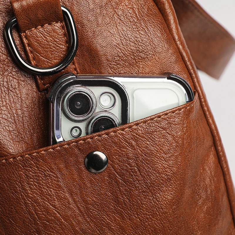 Modische Damen-Umhängetasche aus weichem Leder, große Kapazität, mehrere Außentaschen, abnehmbarer Riemen, Crossbody-Handtasche für den Alltag – Detail 18