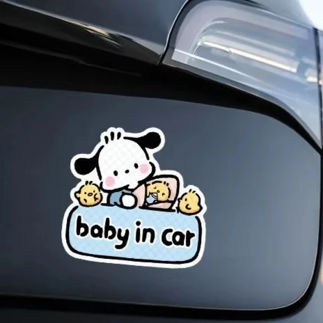 

Sanrio Pachadog Car Strong Reflective Baby in Car Reminder Sticker Cartoon Doll Pachadog Cute Car Rear Waterproof Sticker