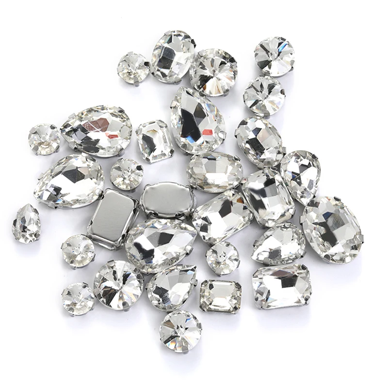 20Pcs Mix Various Shapes Sizes Sew On Rhinestones For Clothes Crystal Decorations Art Crafts Rhinestones For Needlework