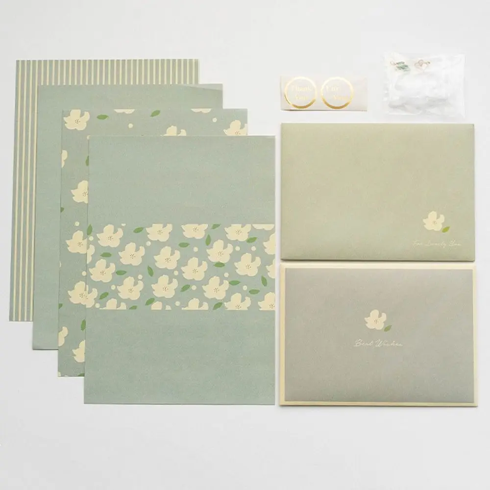 Flowers Floral Envelopes with Stickers DIY Postcard Letter Pads Writable Greeting Letter Writing Paper Invitations Cards