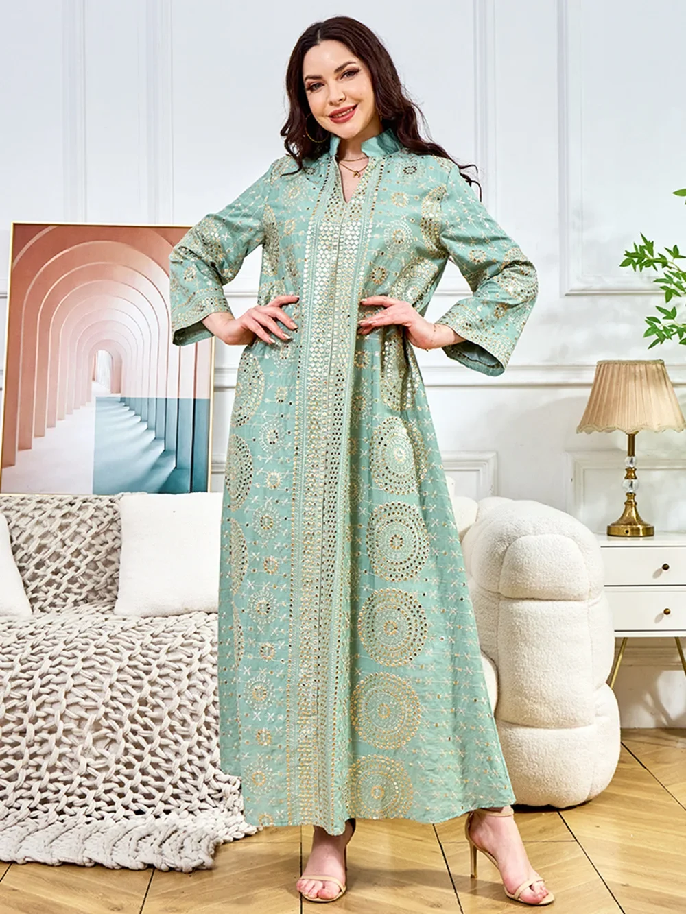 Eid Frauen Kleid Pailletten Abaya Party Lange Kleider Muslimischen Vestidos Largos Kaftan Robe Jalabiya Ramadan Marokko Dubai Kaftan 2025