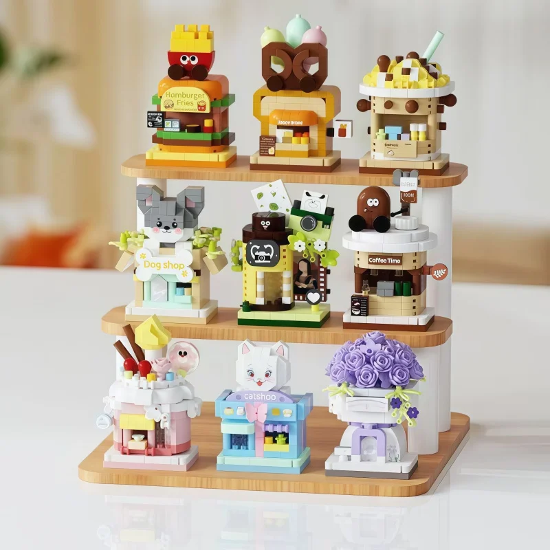 Building Block Assembly Set with Street Food Theme, Mini Particle Assembled Decorative Ornaments, Also Ideal as Holiday Gifts